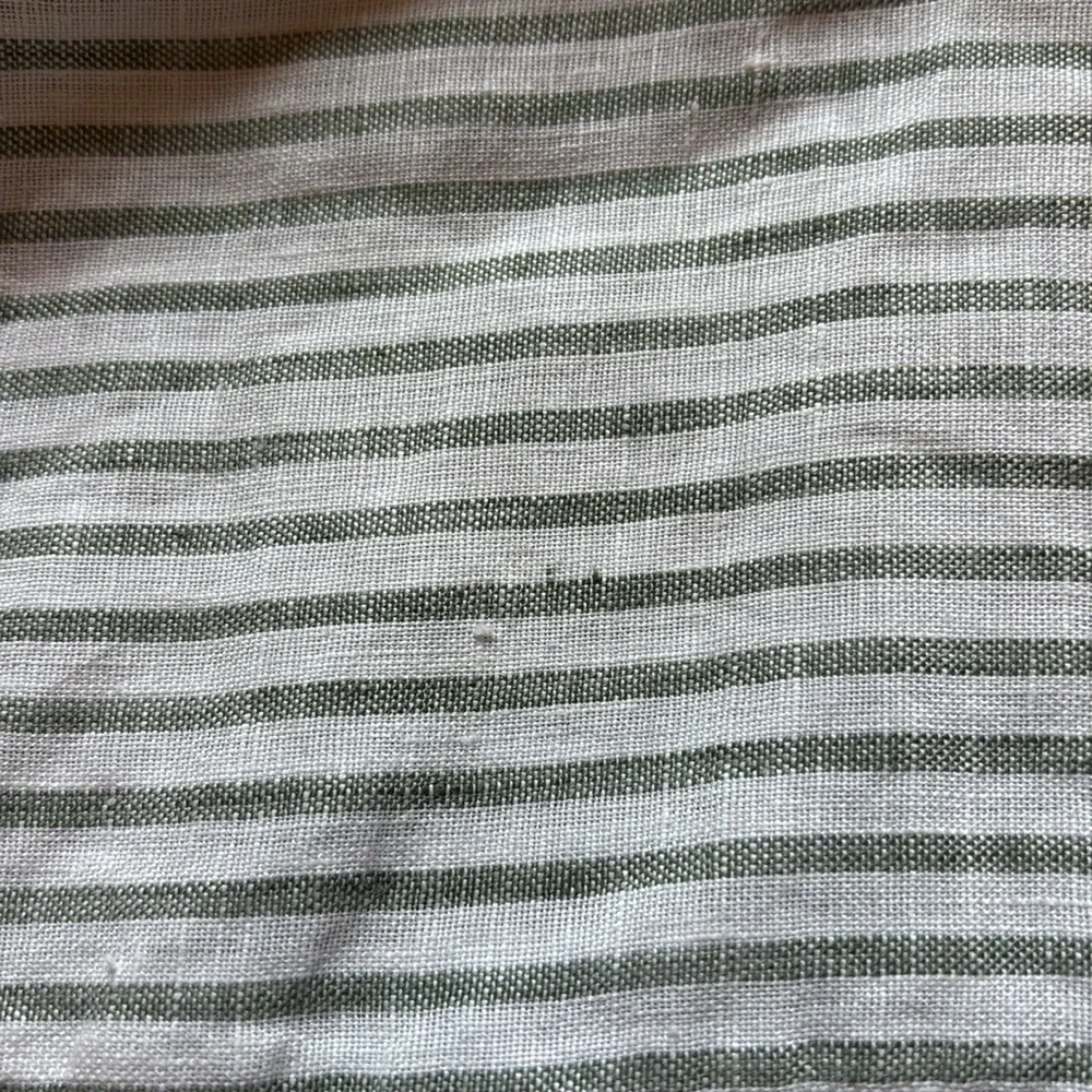 H&M Linen Green & White Striped Button-Up Women's Top XL - Picture 13 of 13